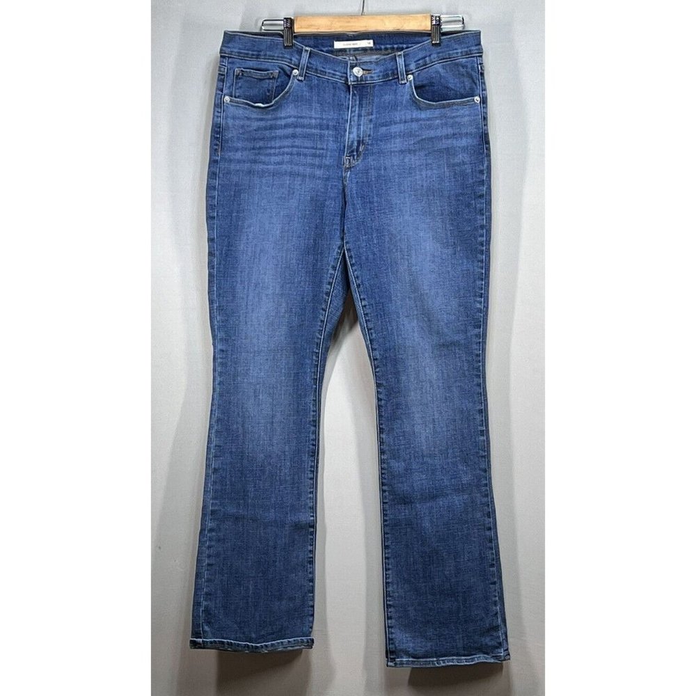 Levis Size 14 Womens Classic Boot Stretch Denim Mid Rise Blue Jeans  Waist 32
